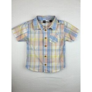 Mick Mack Toddler Boys Pastel Plaid Short Sleeve Button Down Shirt 2T